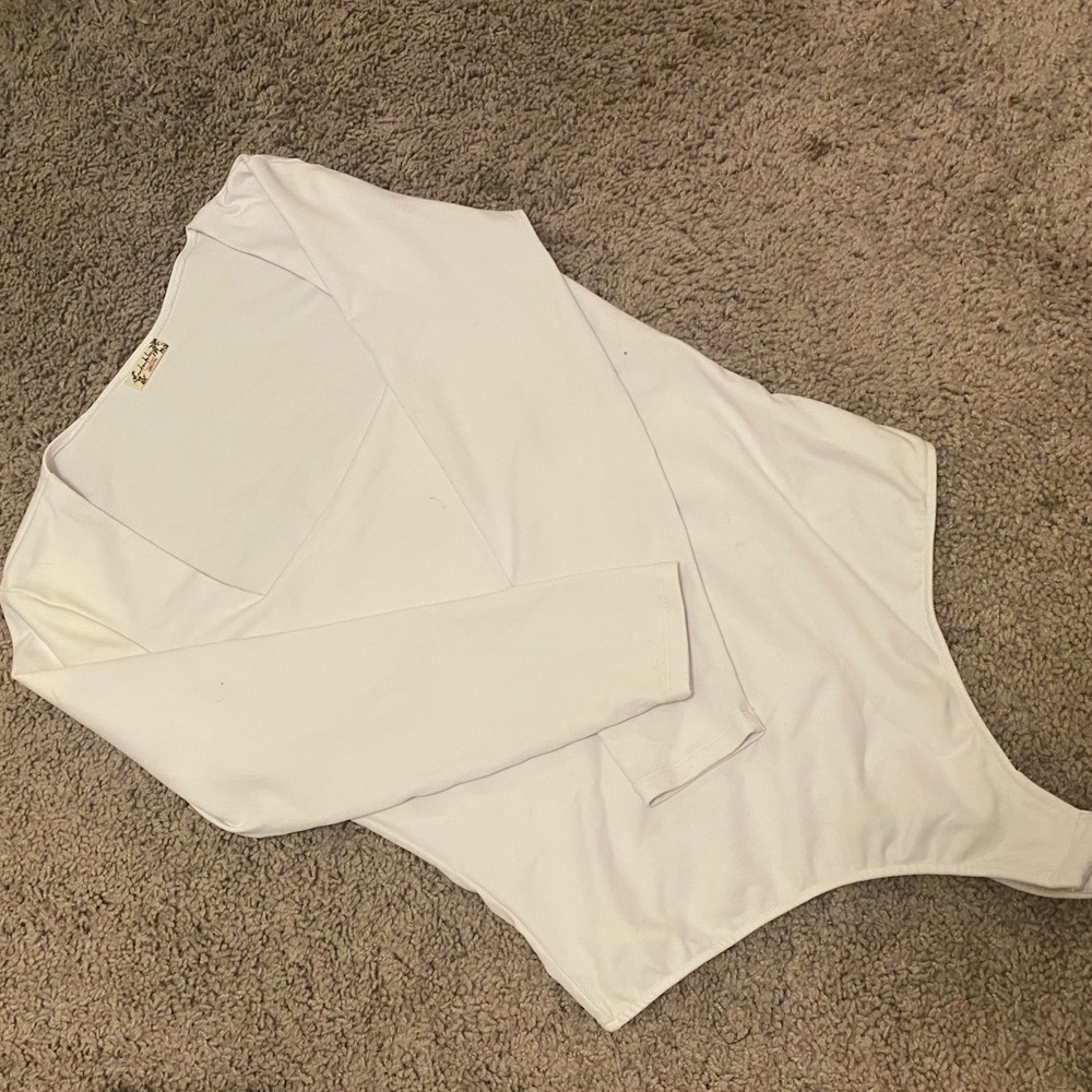 Free People White Square Neck Body Suit Size M